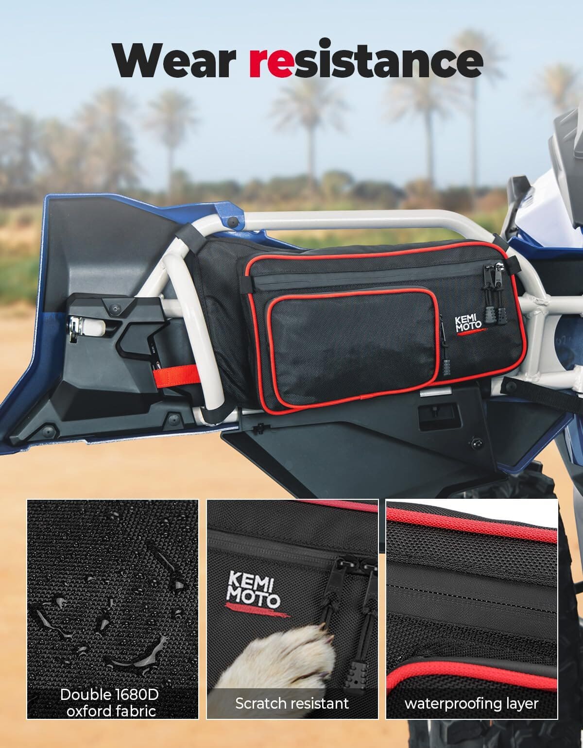 Kemimoto Can-Am Maverick X3 Max Front and Rear Door Bags Red