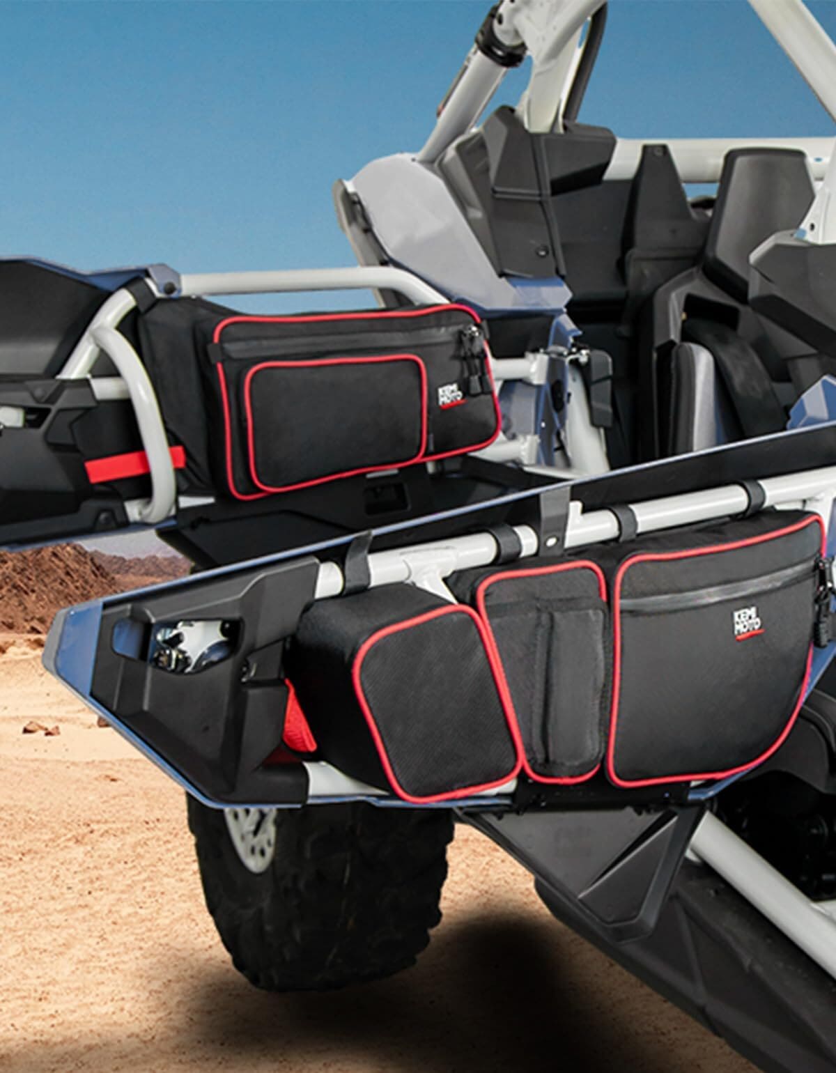 Kemimoto Can-Am Maverick X3 Max Front and Rear Door Bags Red