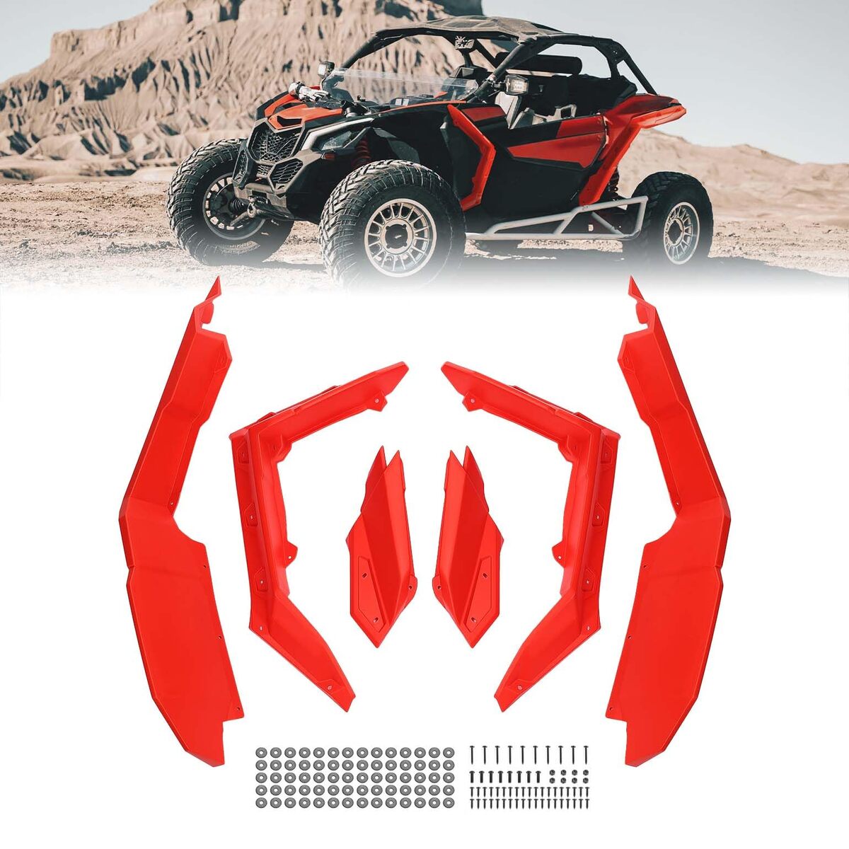 Kemimoto Can-Am Maverick X3 /MAX Red Fender Flares