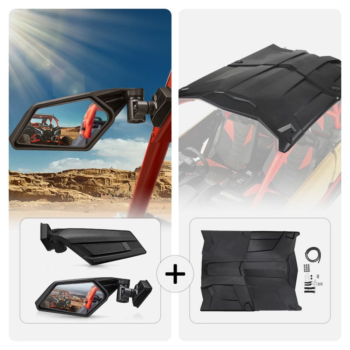 Kemimoto Can-Am Maverick X3 Max Side View Mirror & Hard Roof