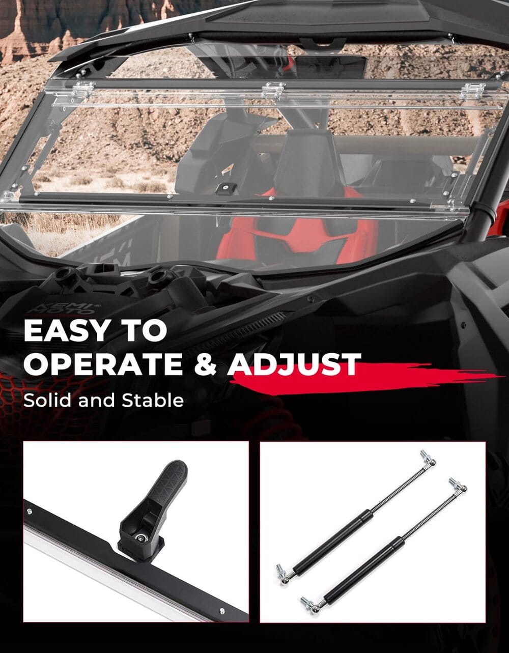 Kemimoto Can-Am Maverick X3/Max Upgraded Flip Windshield