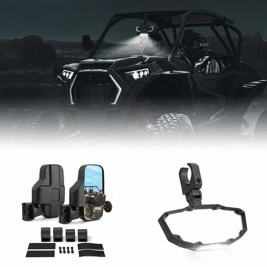 Kemimoto UTV 1.75"/2" Side View Mirrors & Center Mirror