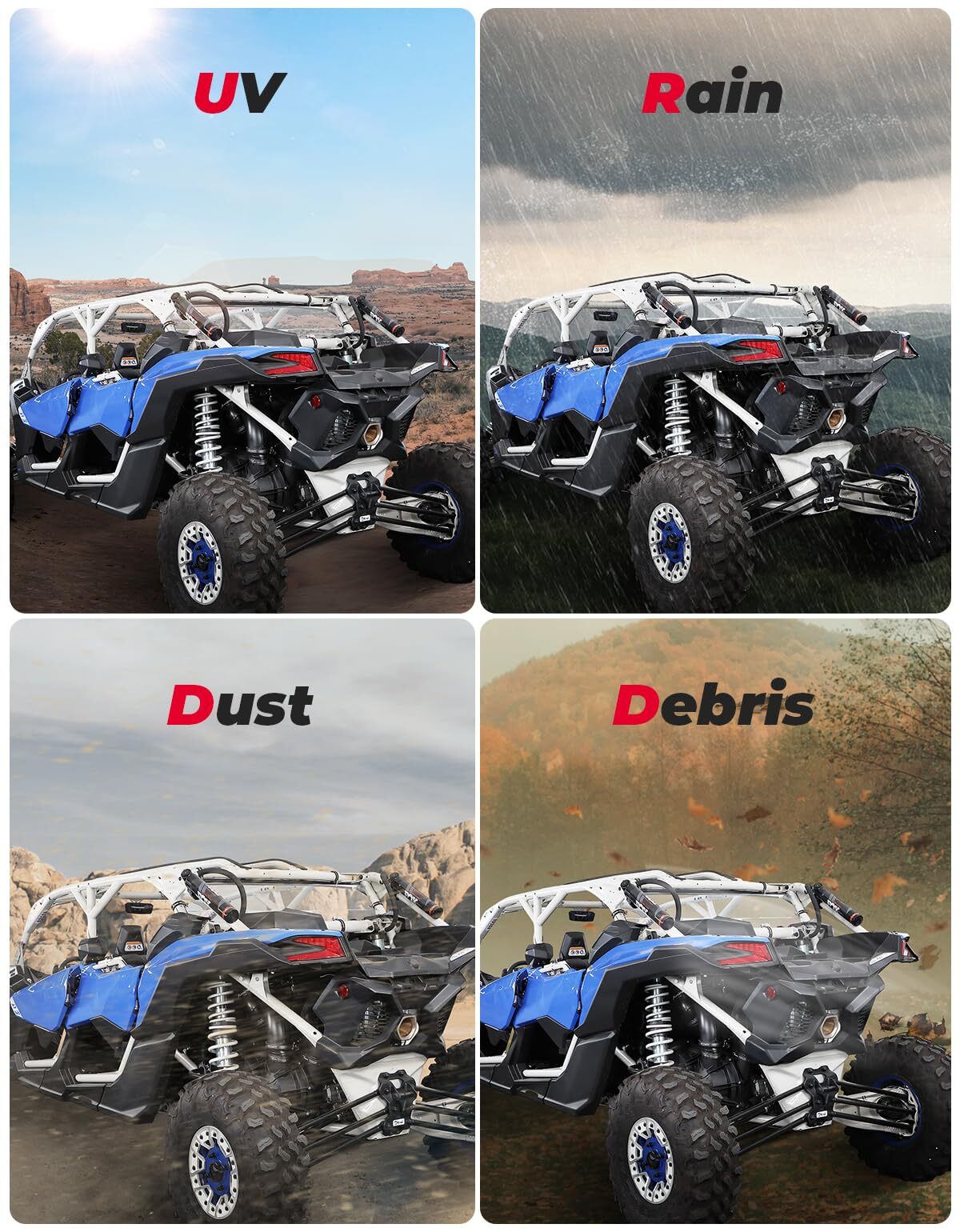 Kemimoto Can-Am Maverick X3/ X3 Max Upgraded Sealing Rear Windshield