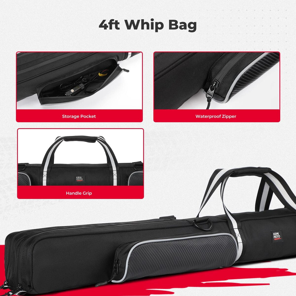 Kemimoto Can-Am Commander 4FT LED RGB Whip Lights & Storage Bag