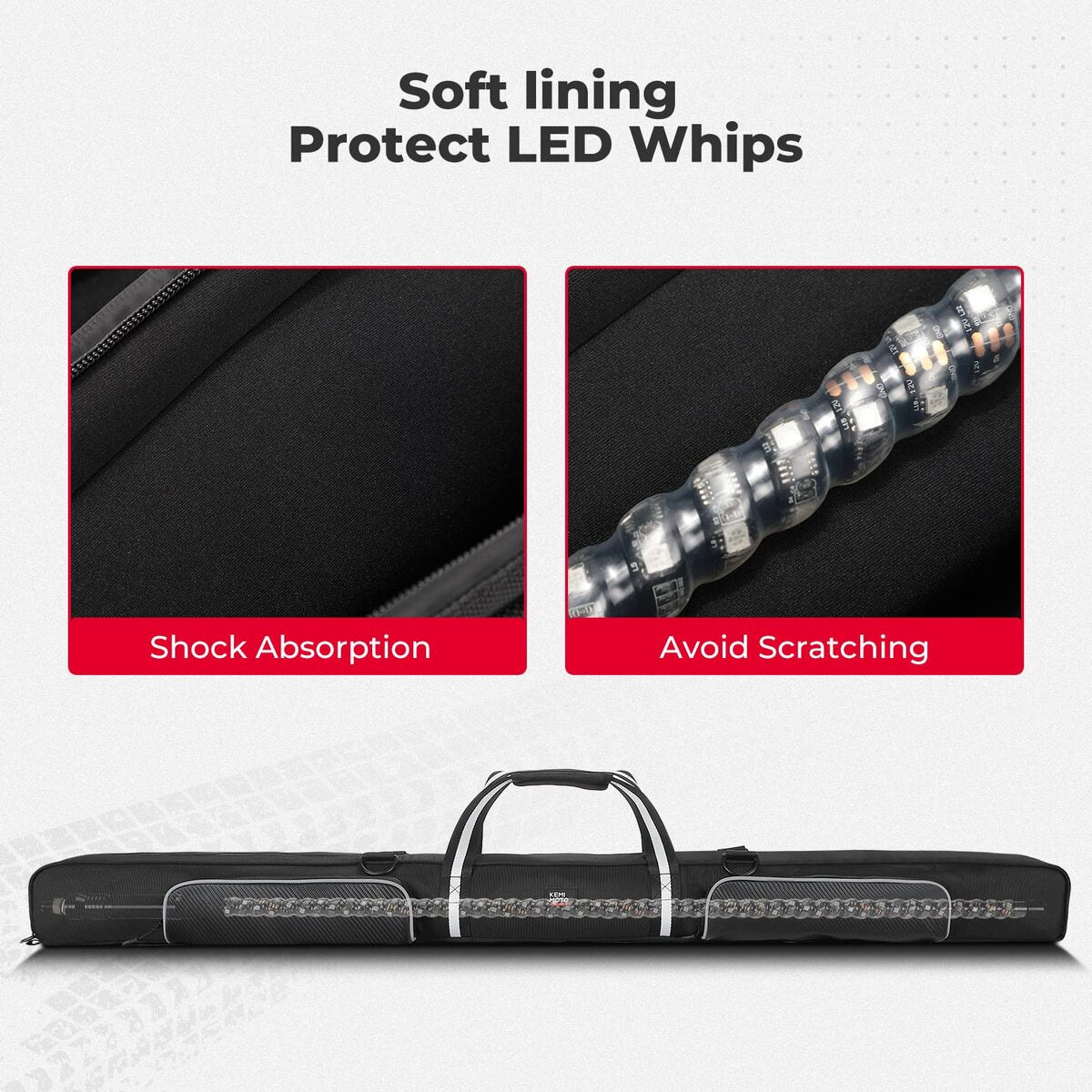 Kemimoto Can-Am Commander 4FT LED RGB Whip Lights & Storage Bag