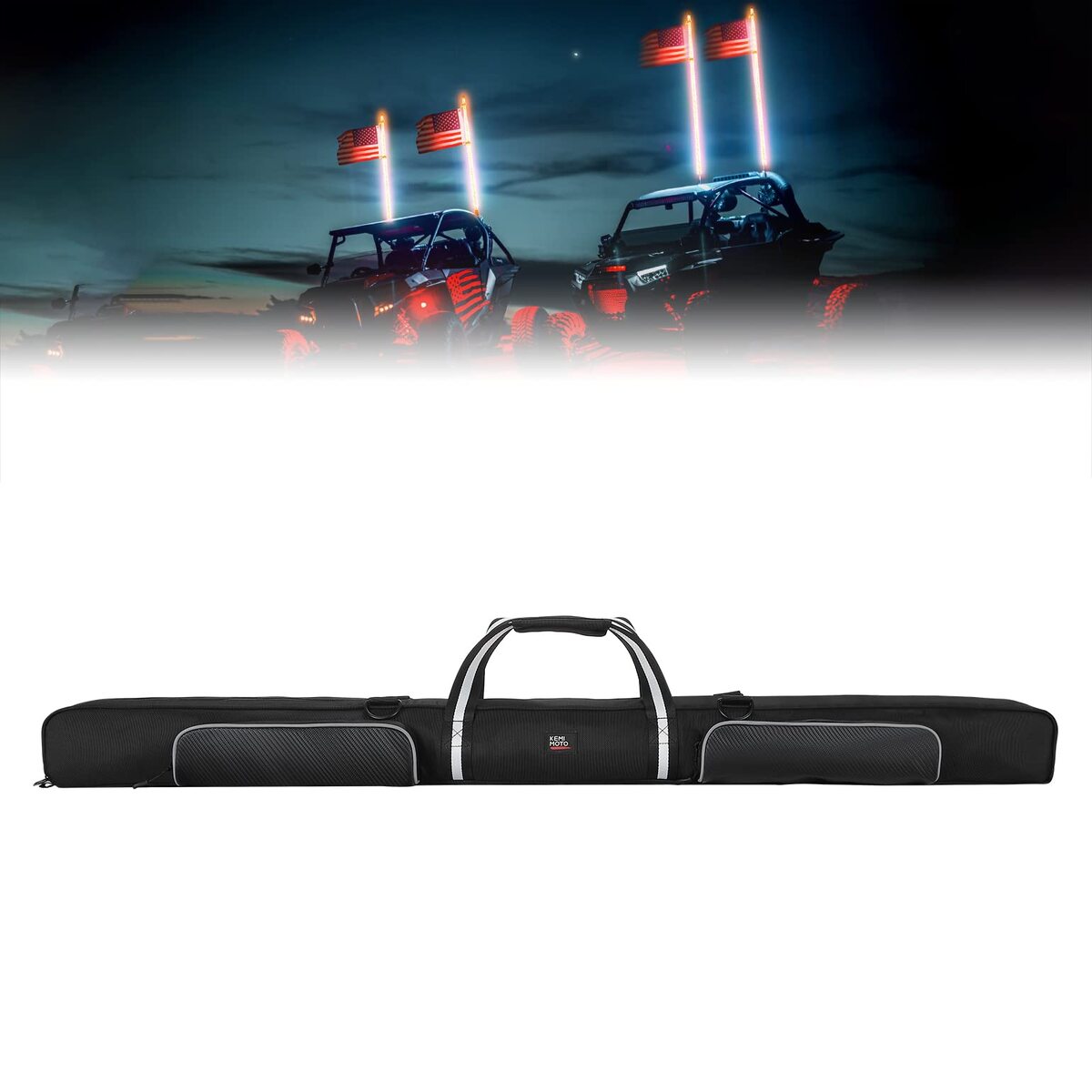 Kemimoto Can-Am Commander 4FT LED RGB Whip Lights & Storage Bag