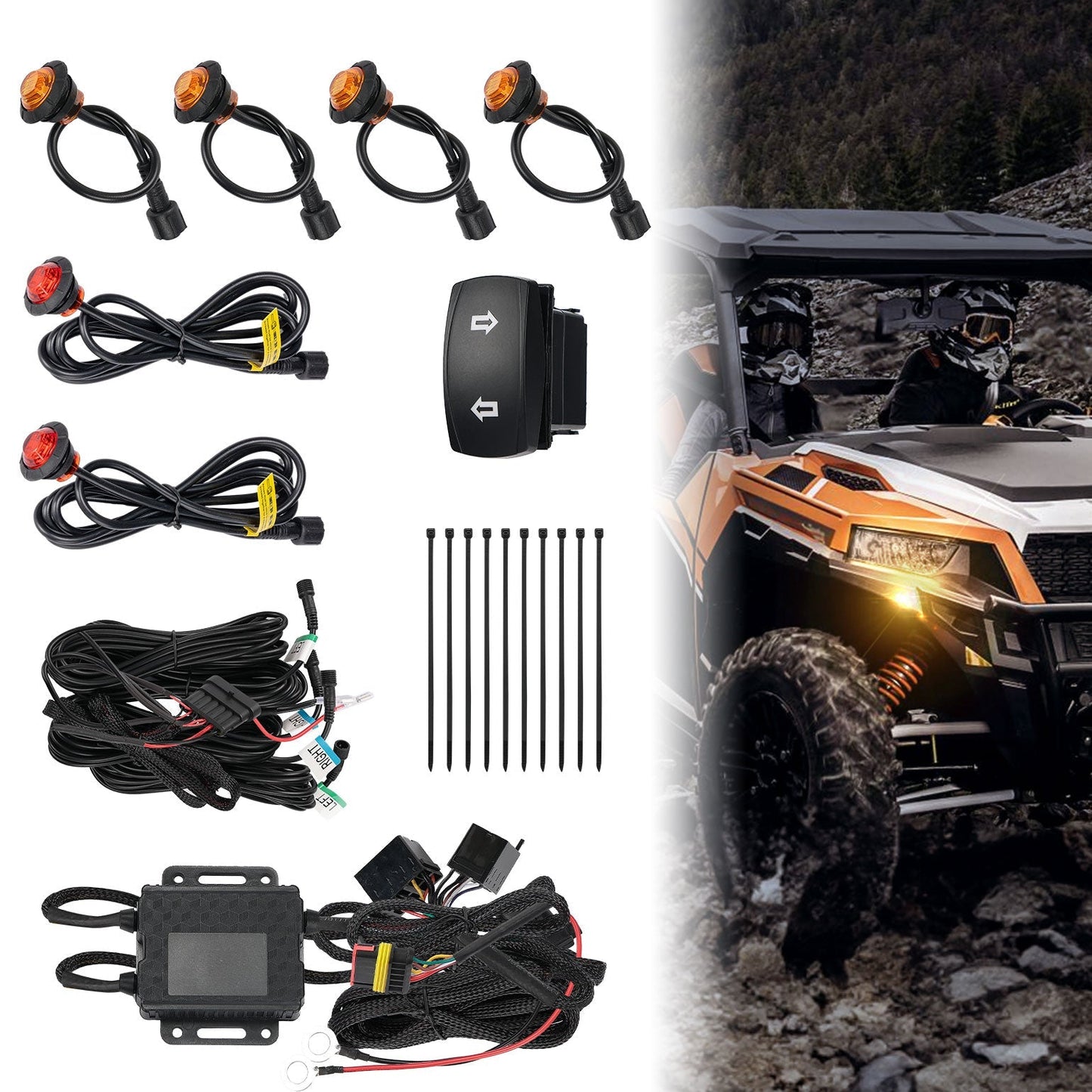 Kemimoto Universal UTV Plug & Play Turn Signal Kit