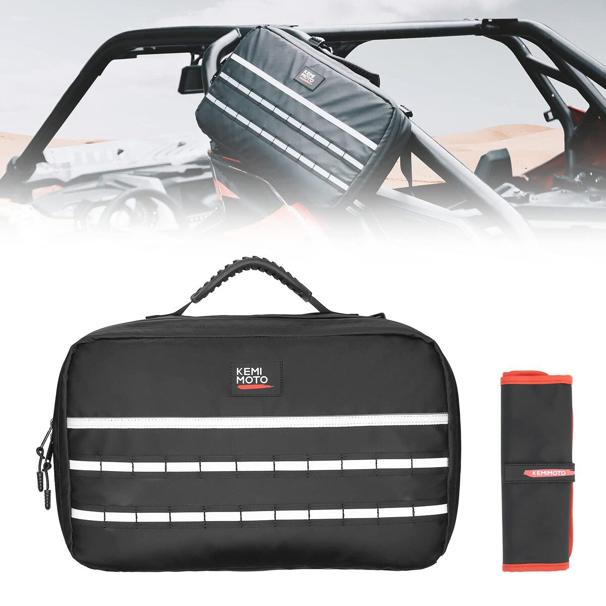 Kemimoto UTV/ATV Drive Belt Storage Bag with Tool Roll