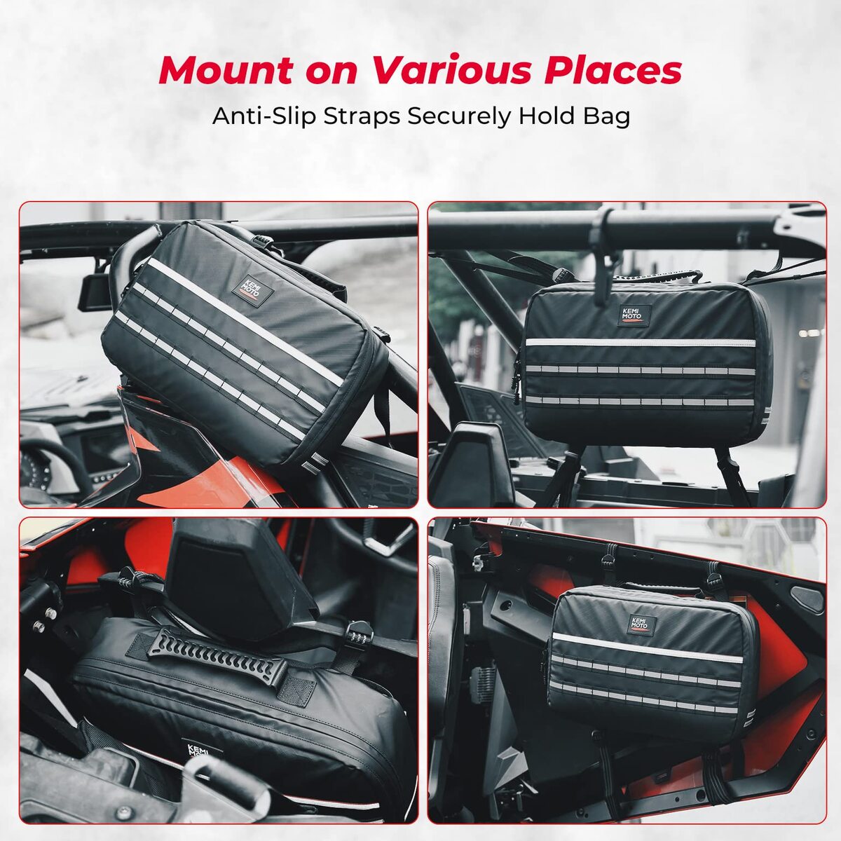 Kemimoto UTV/ATV Drive Belt Storage Bag with Tool Roll