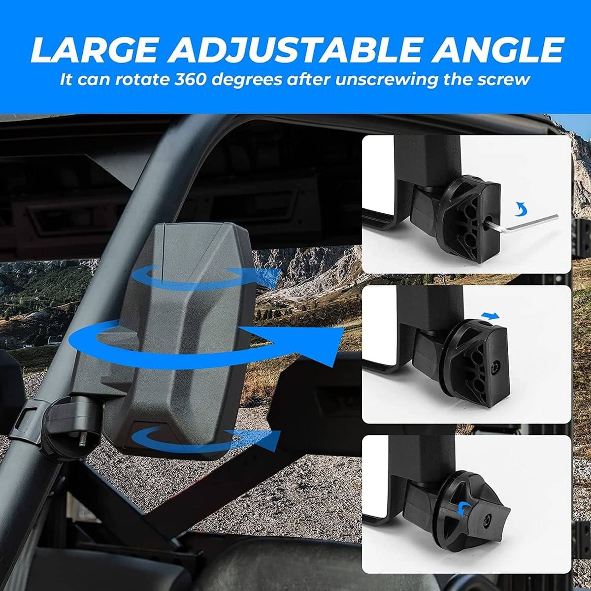 Kemimoto Can-Am & Polaris Wide UTV Side Mirrors Pro-Fit
