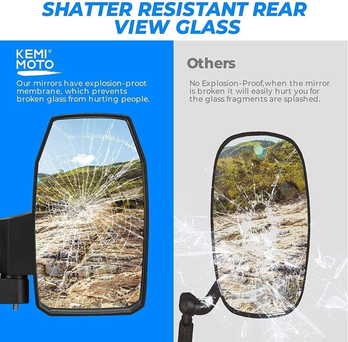 Kemimoto Can-Am & Polaris Wide UTV Side Mirrors Pro-Fit