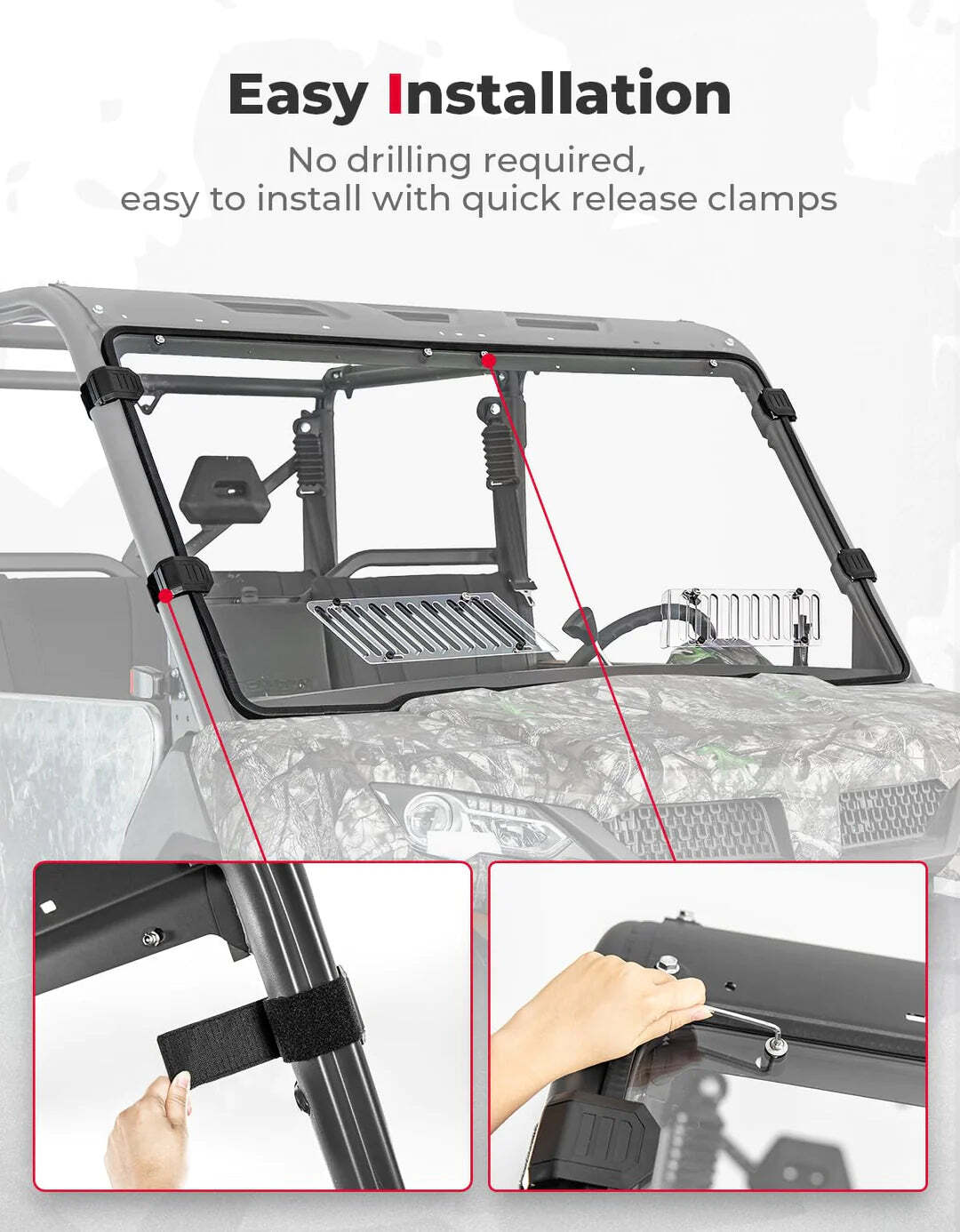 Kemimoto CF Moto UForce 1000 Airflow Sliding Vented Rear & Front Windshield