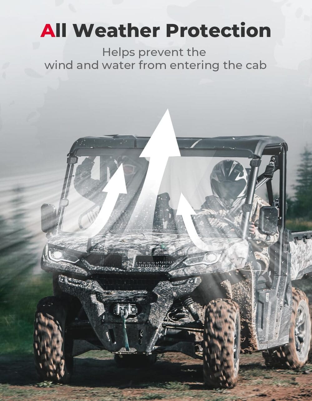 Kemimoto CF Moto UForce 1000 Airflow Sliding Vented Front Windshield