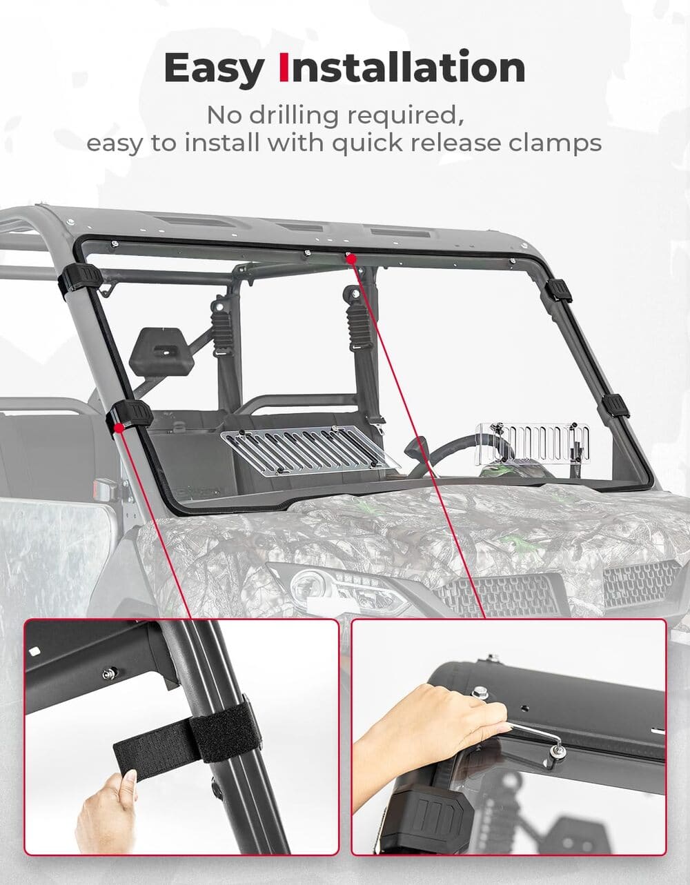 Kemimoto CF Moto UForce 1000 Airflow Sliding Vented Front Windshield