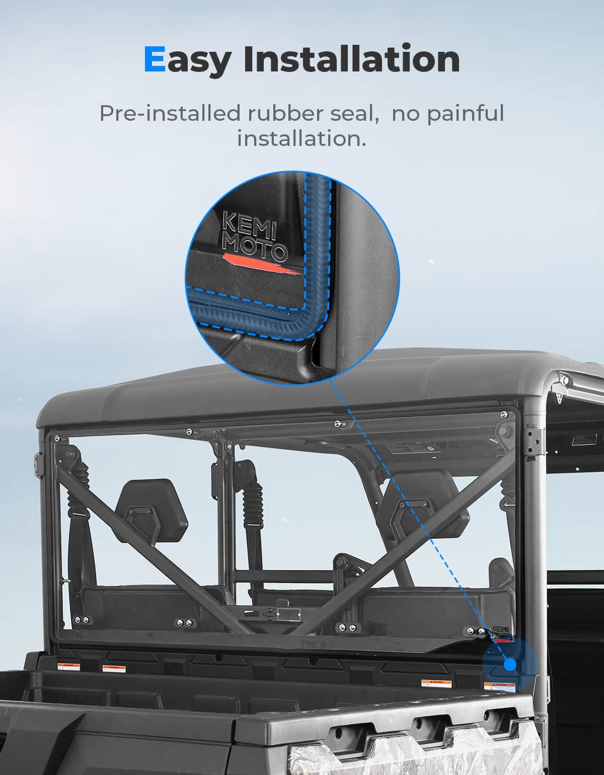 Kemimoto CF Moto UForce Clear Rear Windshield 2-Sided Hard Coated