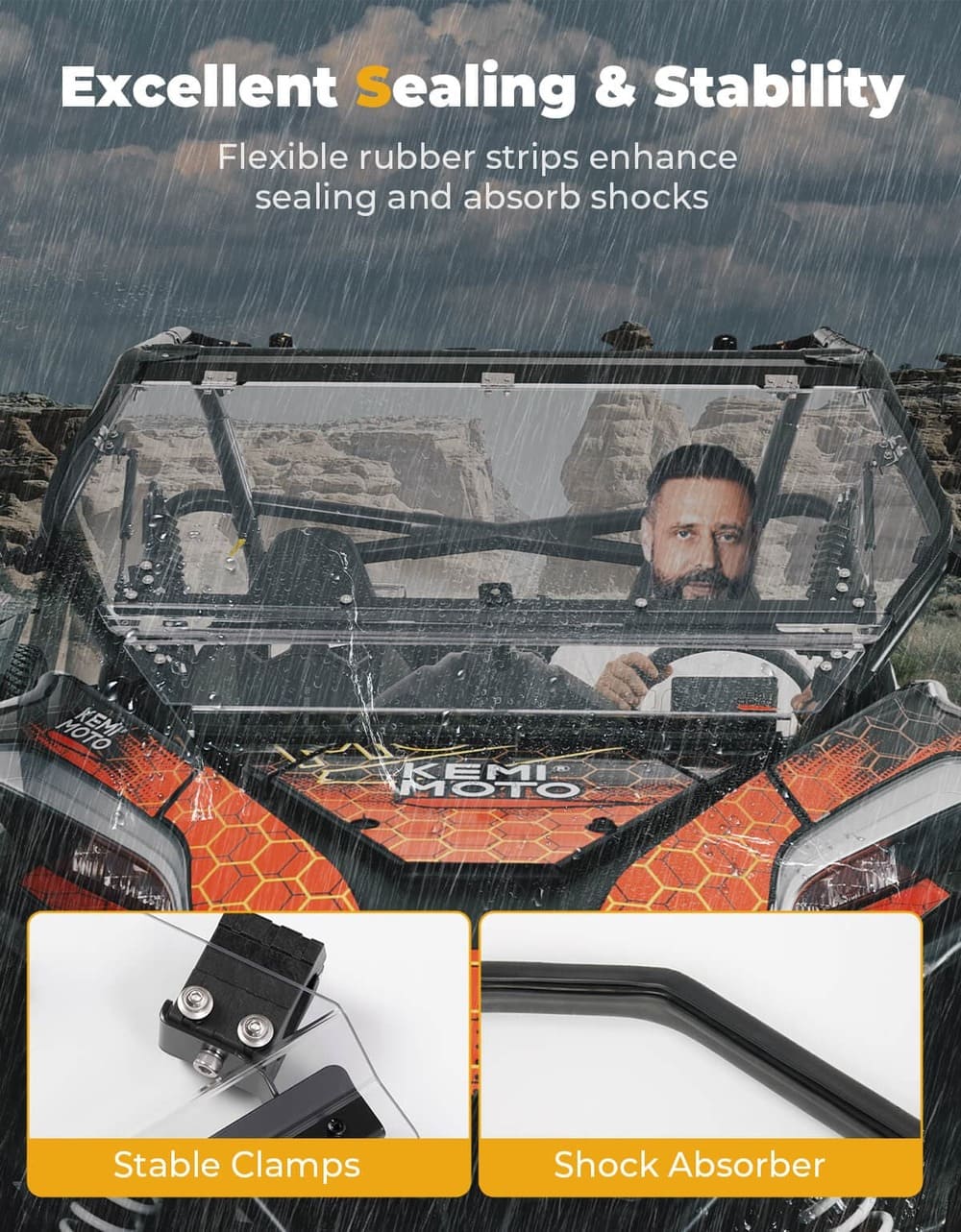 Kemimoto CF Moto ZForce 950 Folding 2-in-1 Flip Windshield