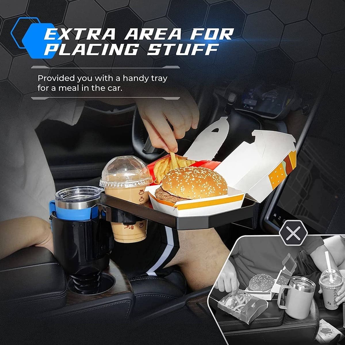 Kemimoto Cup Holder Expander with Tray