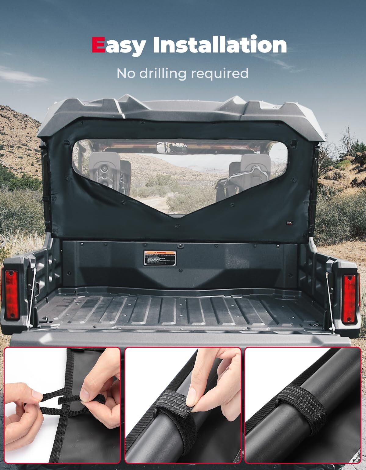 Kemimoto Honda Pioneer 1000-6 UTV Roll Up/ Down Soft Rear Window