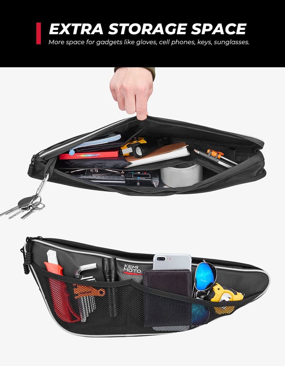 Kemimoto Honda Talon Door Bags with Knee Pad 2 Pack