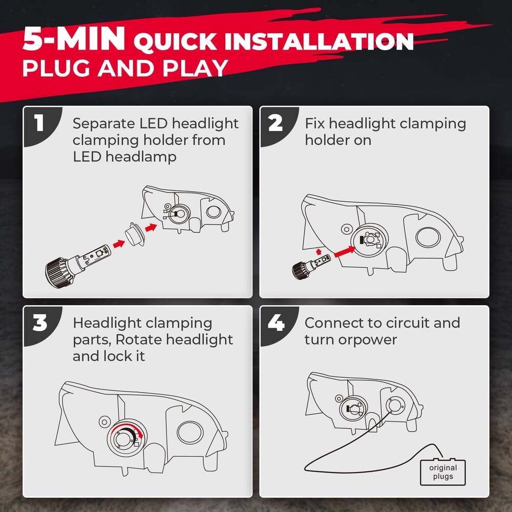 Kemimoto Led Headlight Bulbs 2 Pack