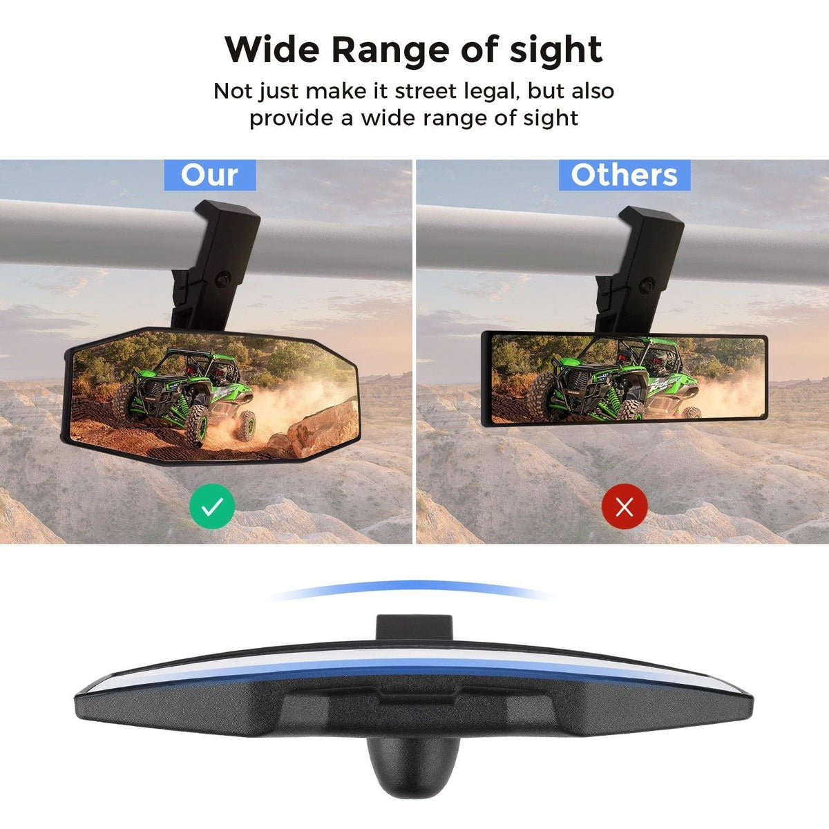 Kemimoto UTV Rear View Center Mirror