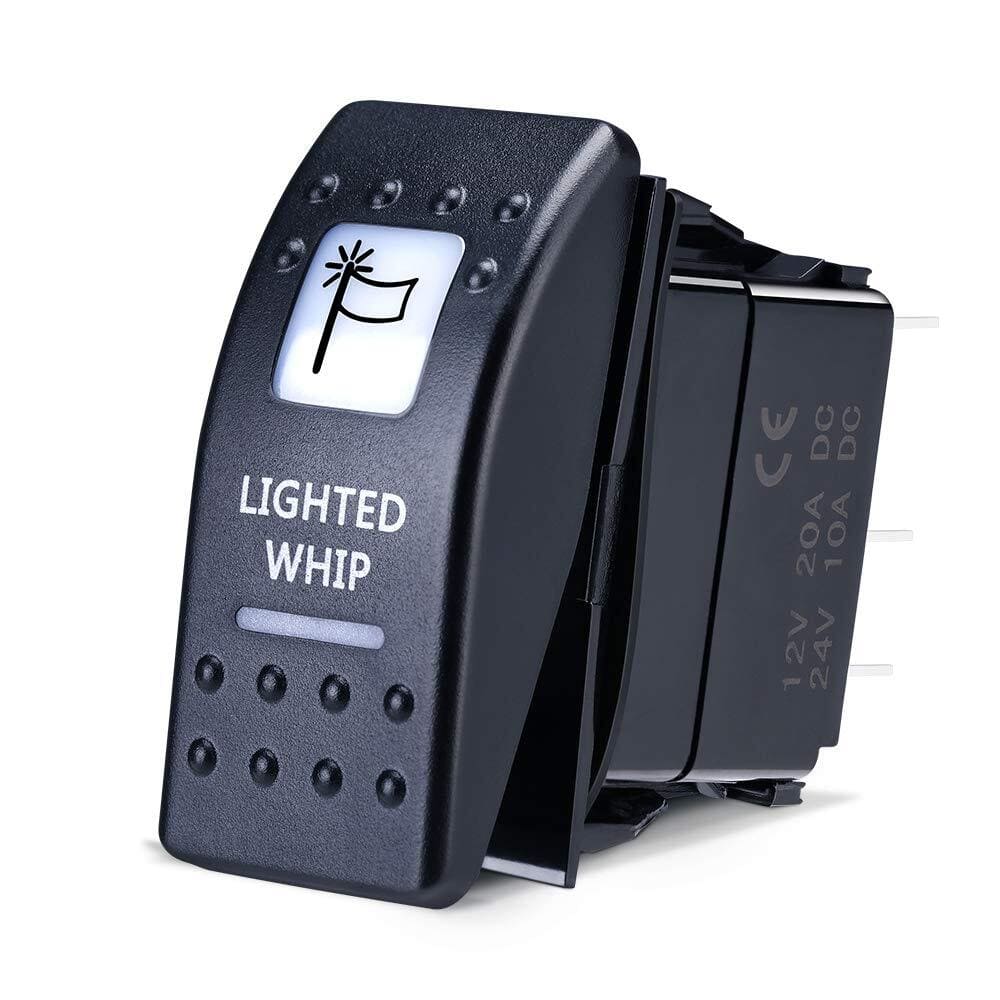 Kemimoto Lighted Whip Illuminated Marine Rocker Switch 12V