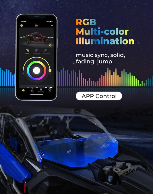 Kemimoto Can-Am Maverick X3 60'' UTV Windshield RGB Light Strips