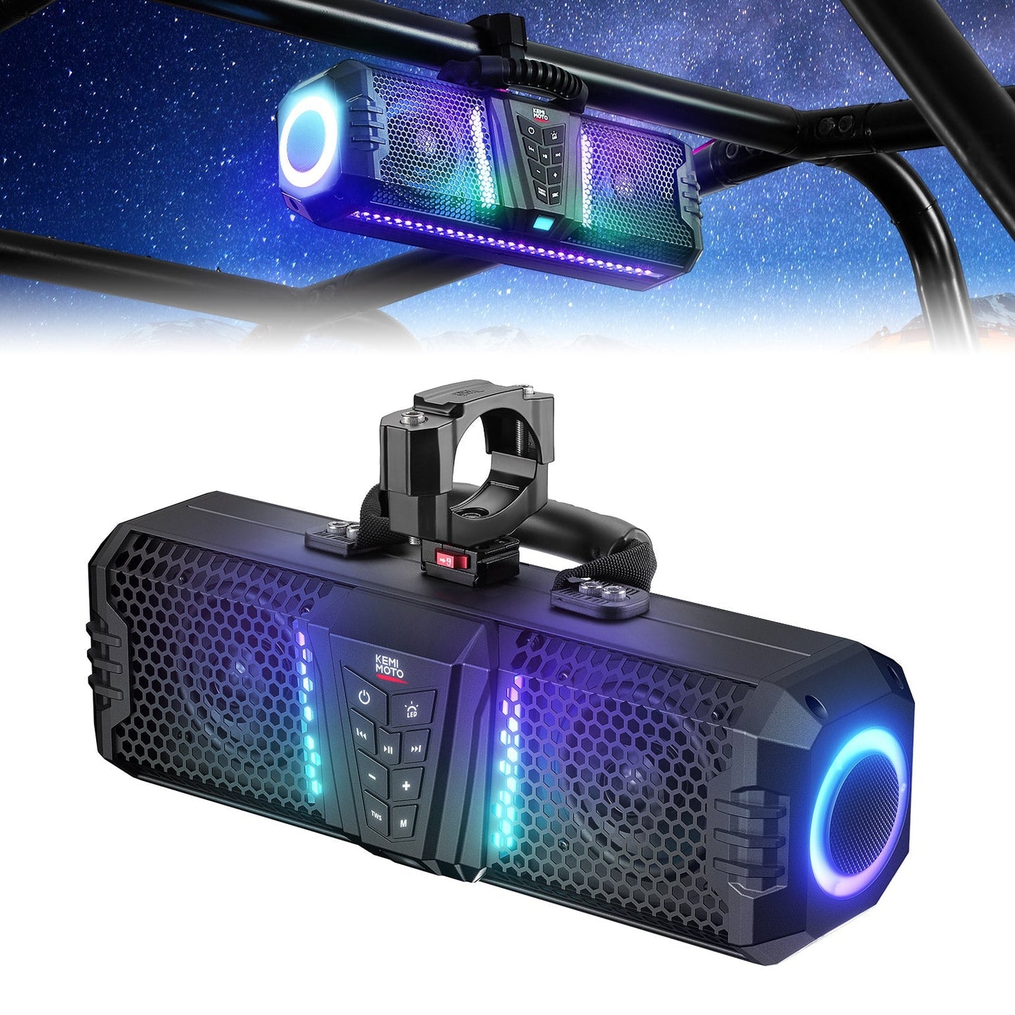 Kemimoto Midnight 60 26" 4-Speaker UTV Bluetooth Sound Bar w/RGB Lighting