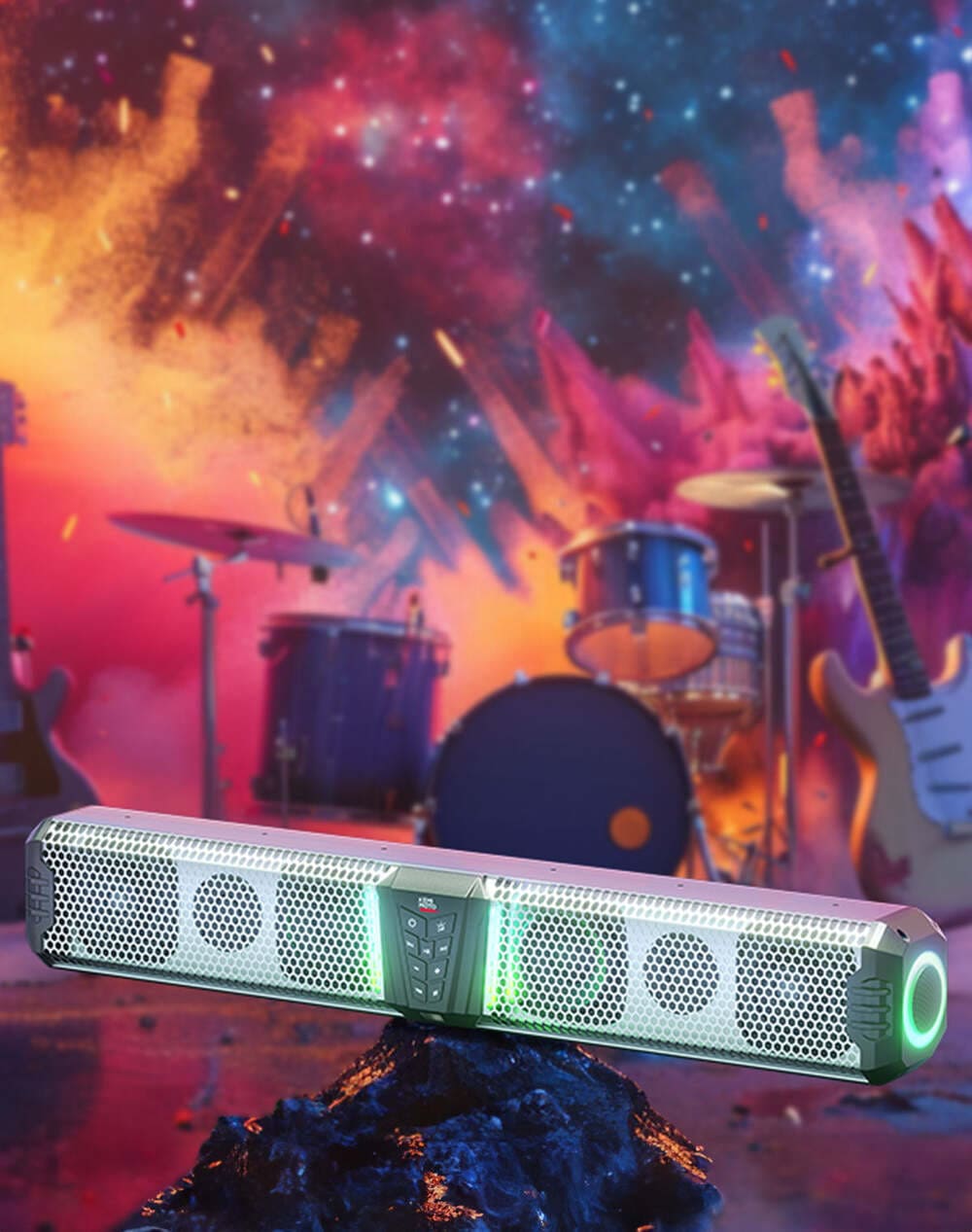 Kemimoto Midnight S80 26"/32" Aluminum 6-Speaker RGB Soundbar Silver