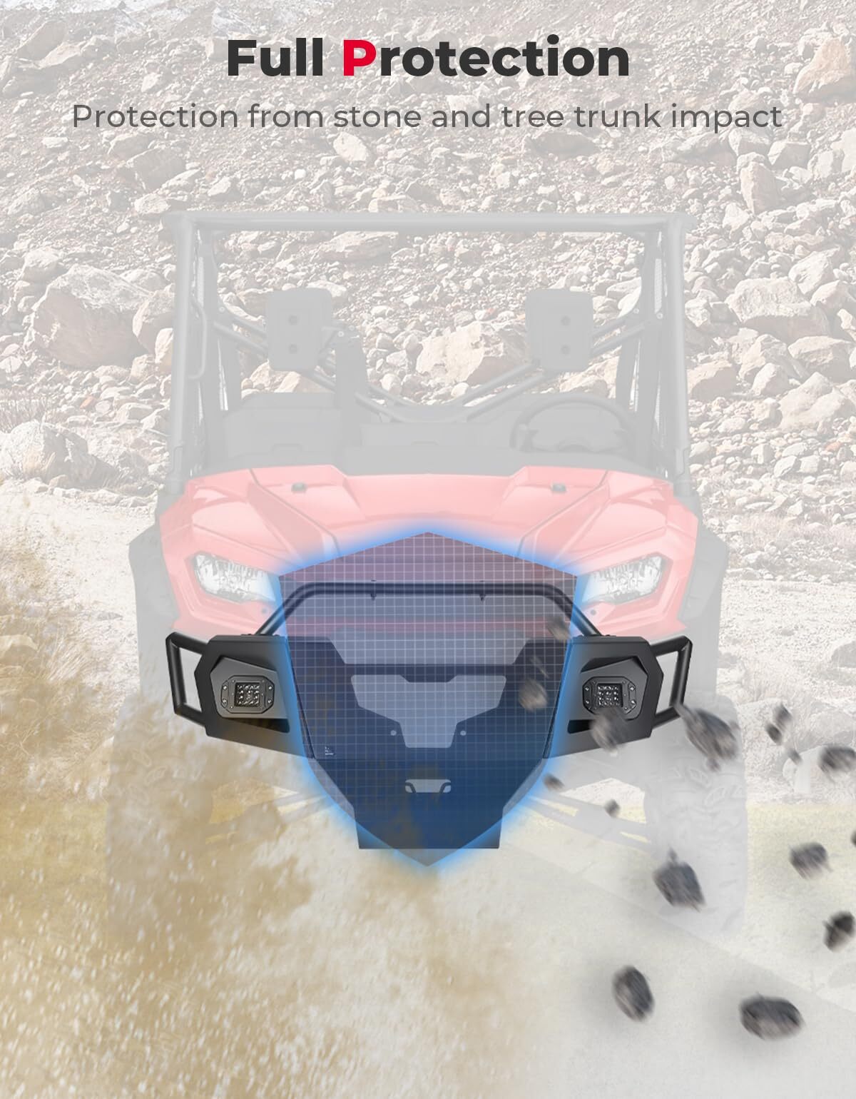 Kemimoto Pioneer 1000 UTV Front Bumper with Lights