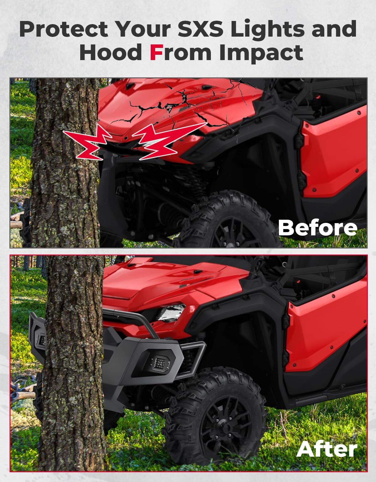 Kemimoto Pioneer 1000 UTV Front Bumper with Lights