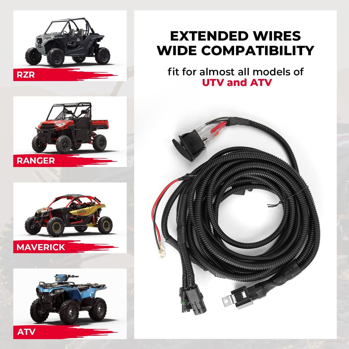 Kemimoto Polaris/ Can-Am ATV/ UTV Fan Override Switch Kit with Relay