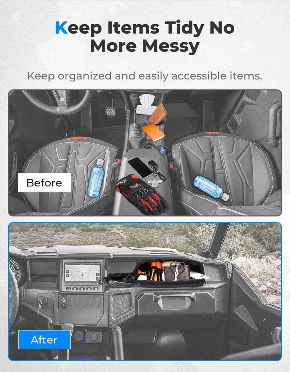 Kemimoto Polaris General 1000/4 1000 Dashboard Storage Bag