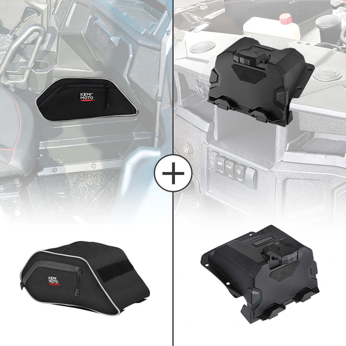 Kemimoto Polaris General XP 1000 Center Seats Storage Bag & Electric Device Holder