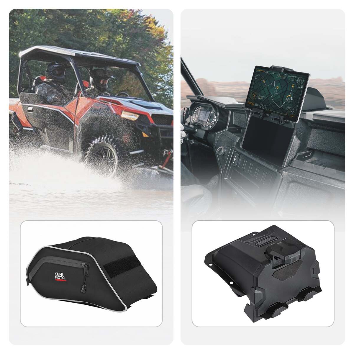 Kemimoto Polaris General XP 1000 Center Seats Storage Bag & Electric Device Holder