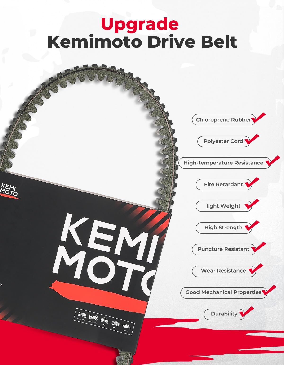 Kemimoto Polaris RZR 800 UTV Heavy Drive Belt