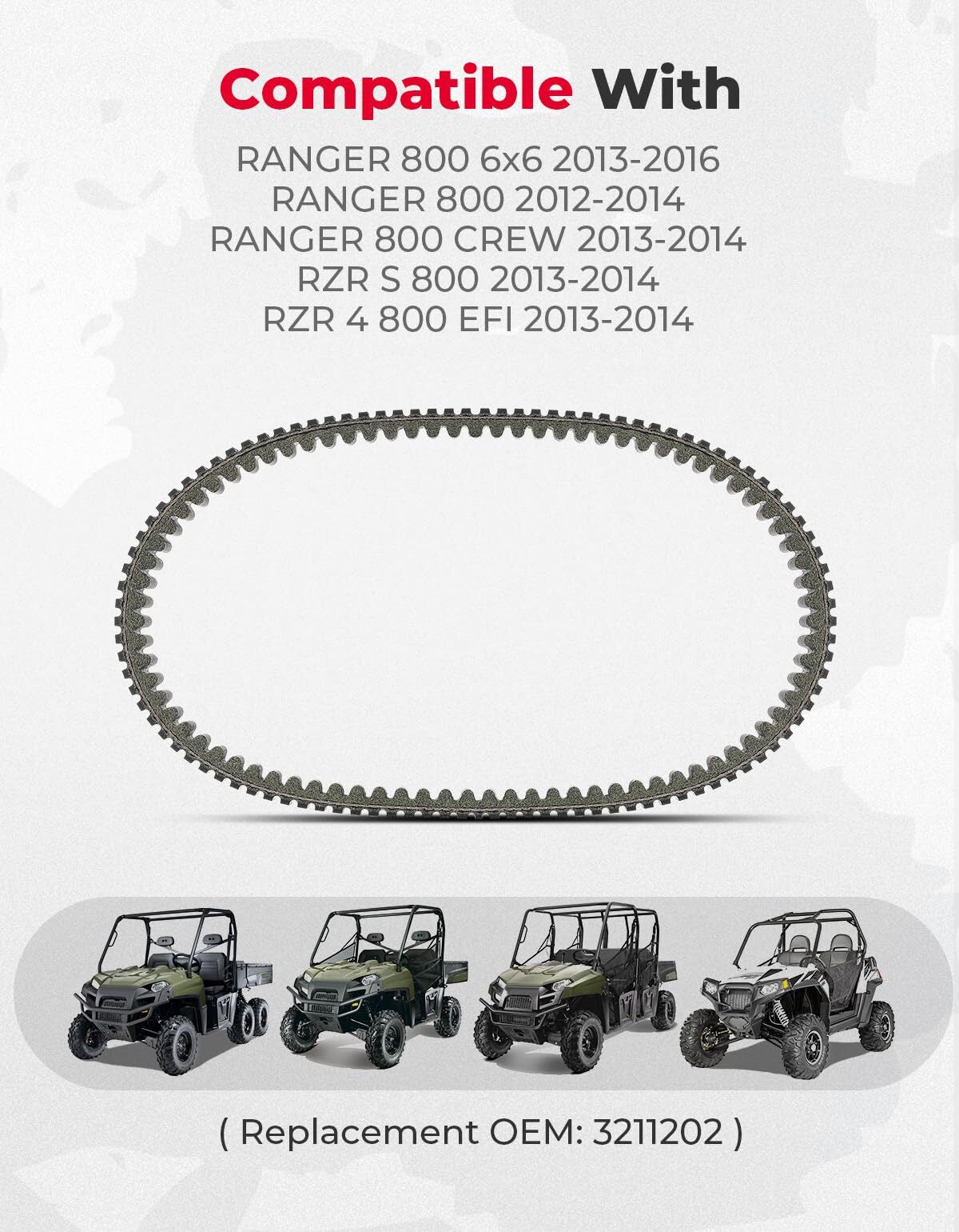 Kemimoto Polaris RZR 800 UTV Heavy Drive Belt