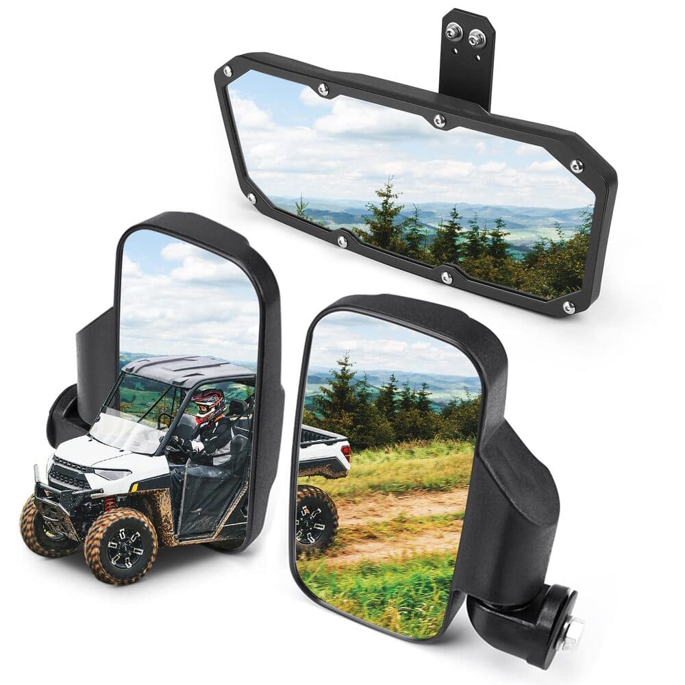 Kemimoto Polaris Ranger Side Mirrors & Center Mirror Set