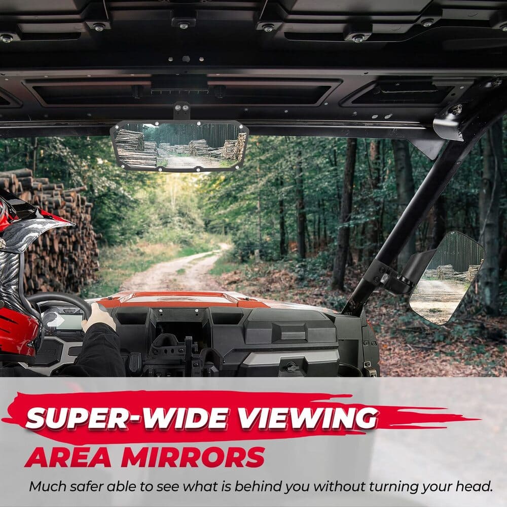 Kemimoto Polaris Ranger Side Mirrors & Center Mirror Set