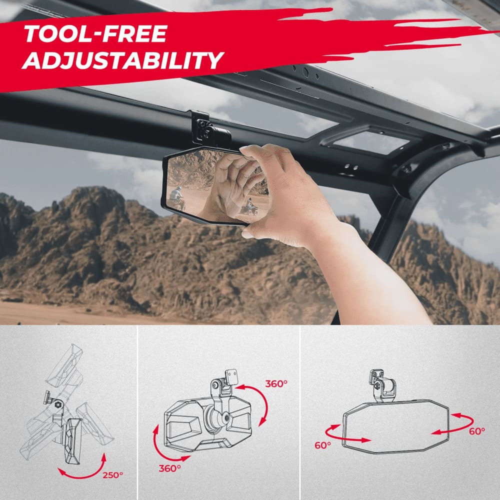 Kemimoto Polaris Ranger/Uforce Adjustable Wide View Convex Rear Mirror