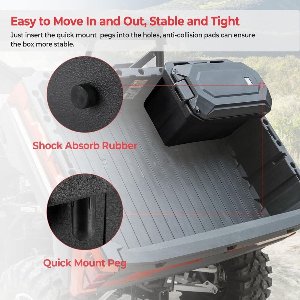 Kemimoto Polaris Ranger XP 1000 45L Waterproof Bed Cargo Box Passenger Side