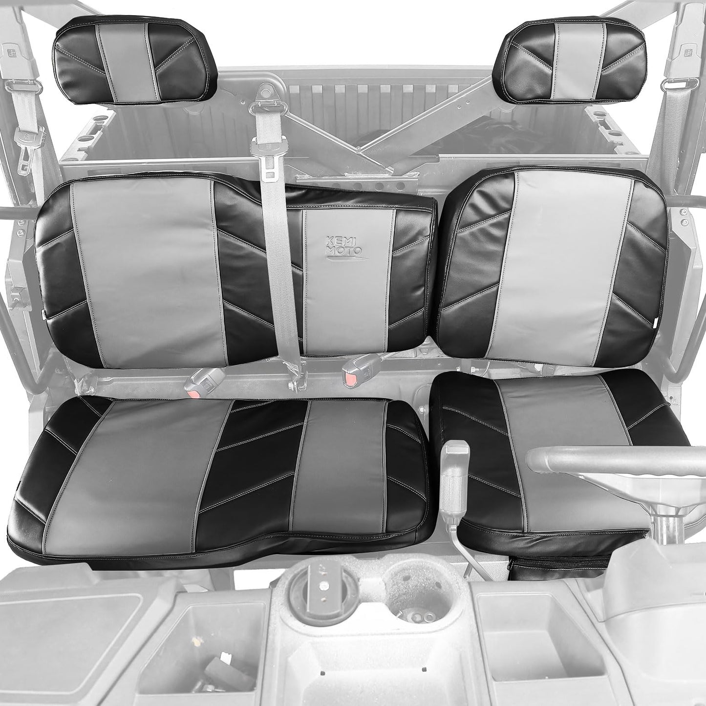 Kemimoto Polaris Ranger XP 1000/Crew UTV Leather Seat Covers w/Pocket Soft Cushion