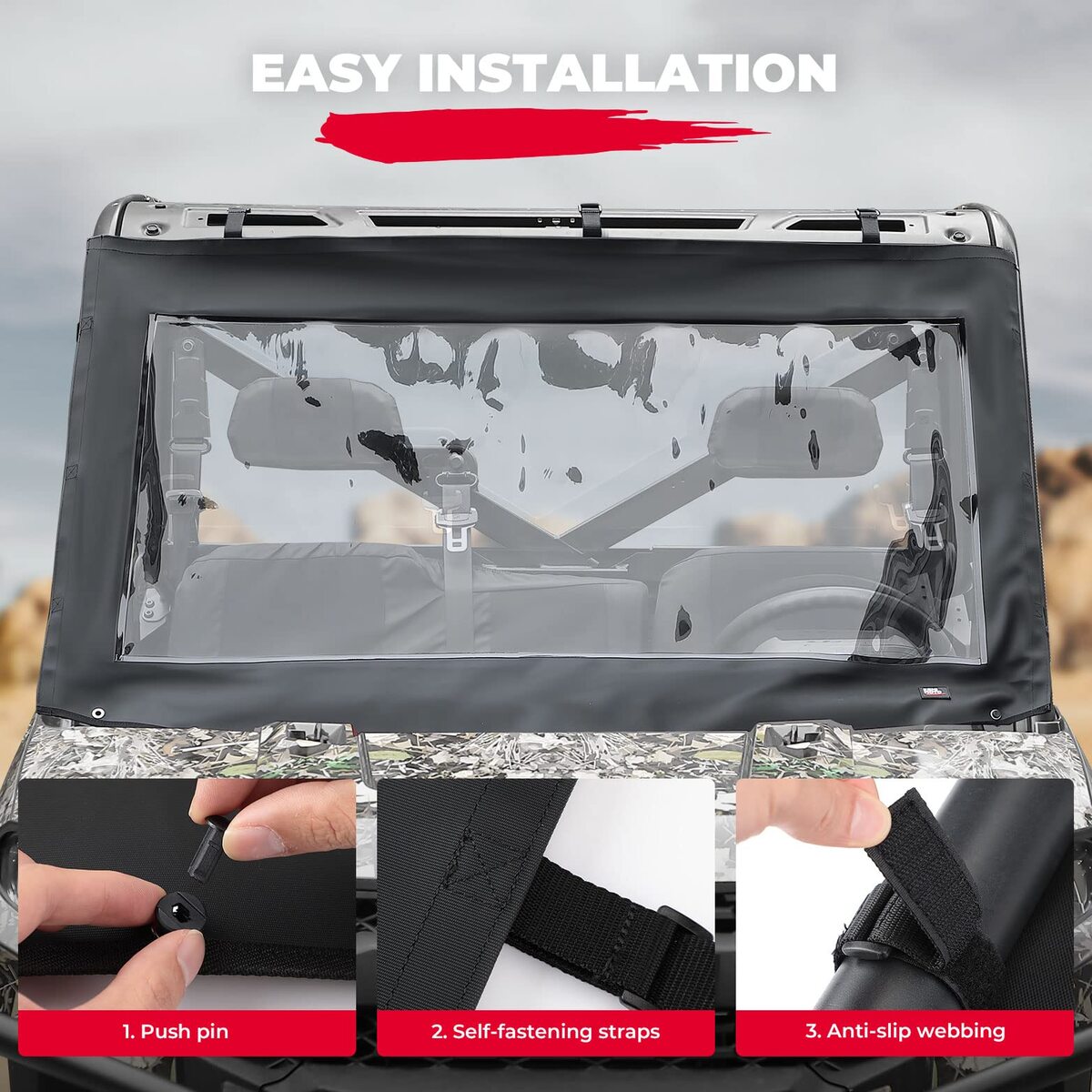 Kemimoto Polaris Ranger XP 1000 Front Windshield