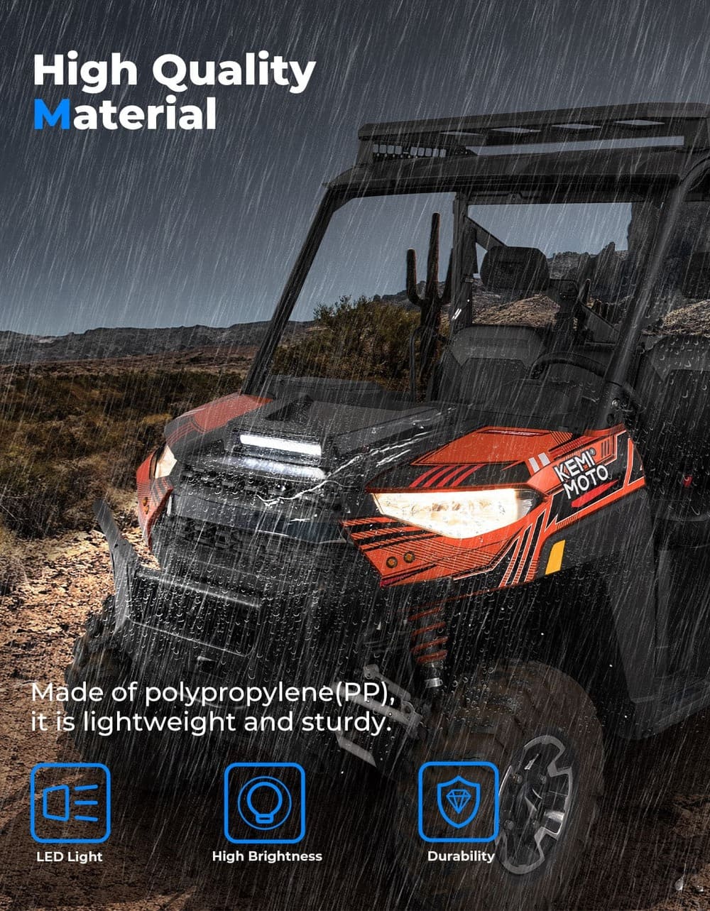 Kemimoto Polaris Ranger XP 1000 Hood Scoop with LED Spot Light