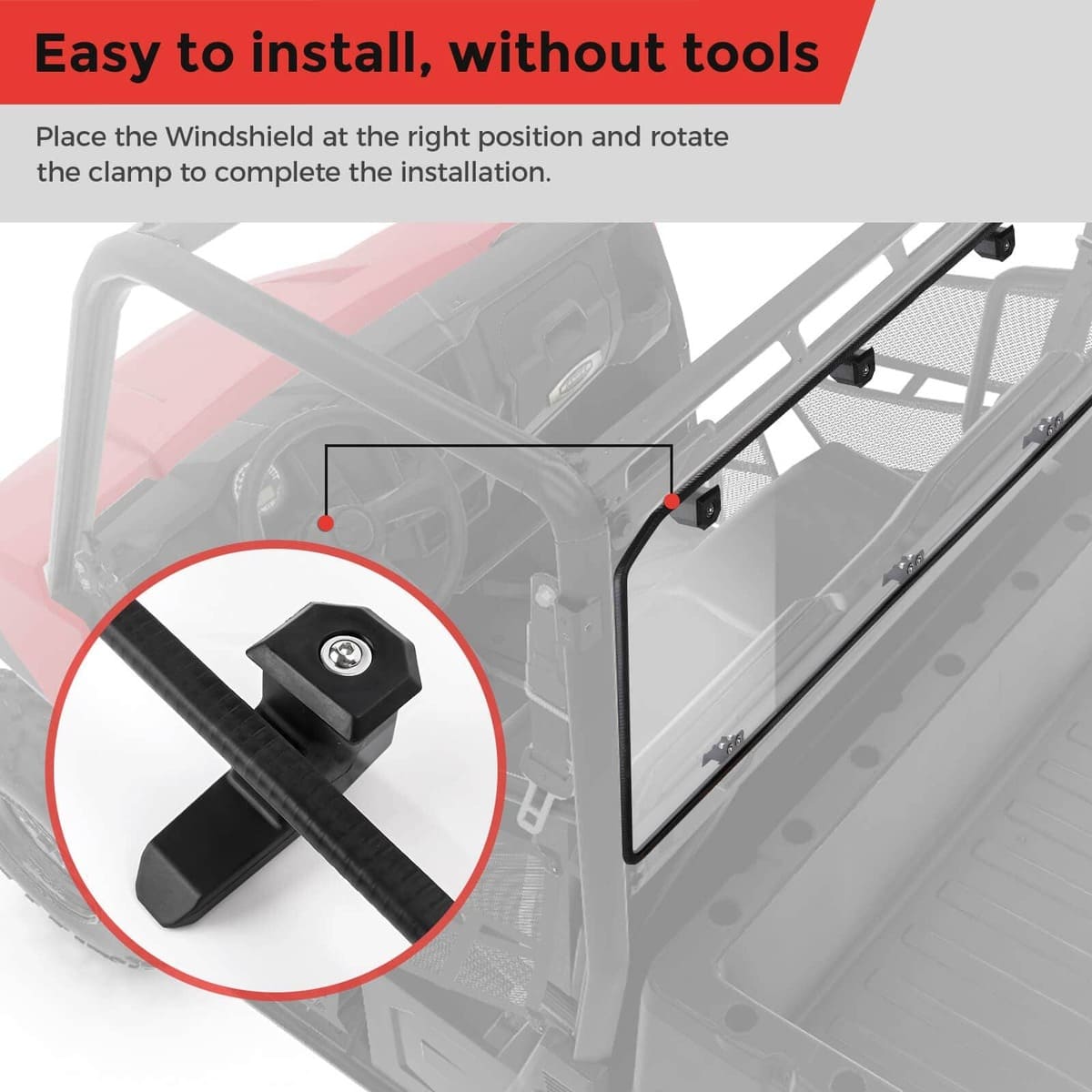 Kemimoto Polaris Ranger Rear View Mirror & Rear Windshield