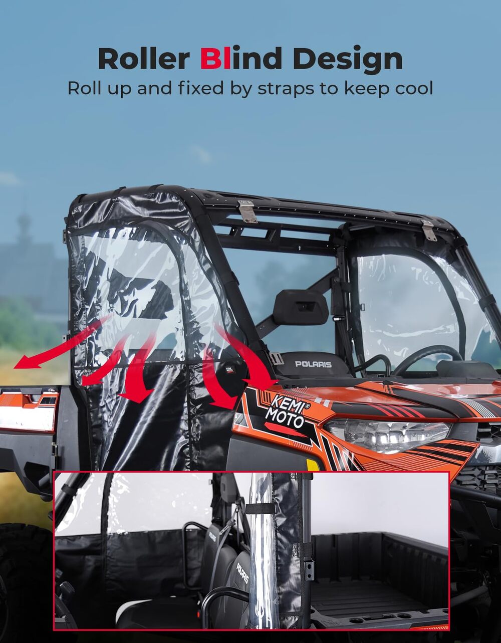 Kemimoto Polaris Ranger XP 1000 UTV Cab Enclosure Upper Doors