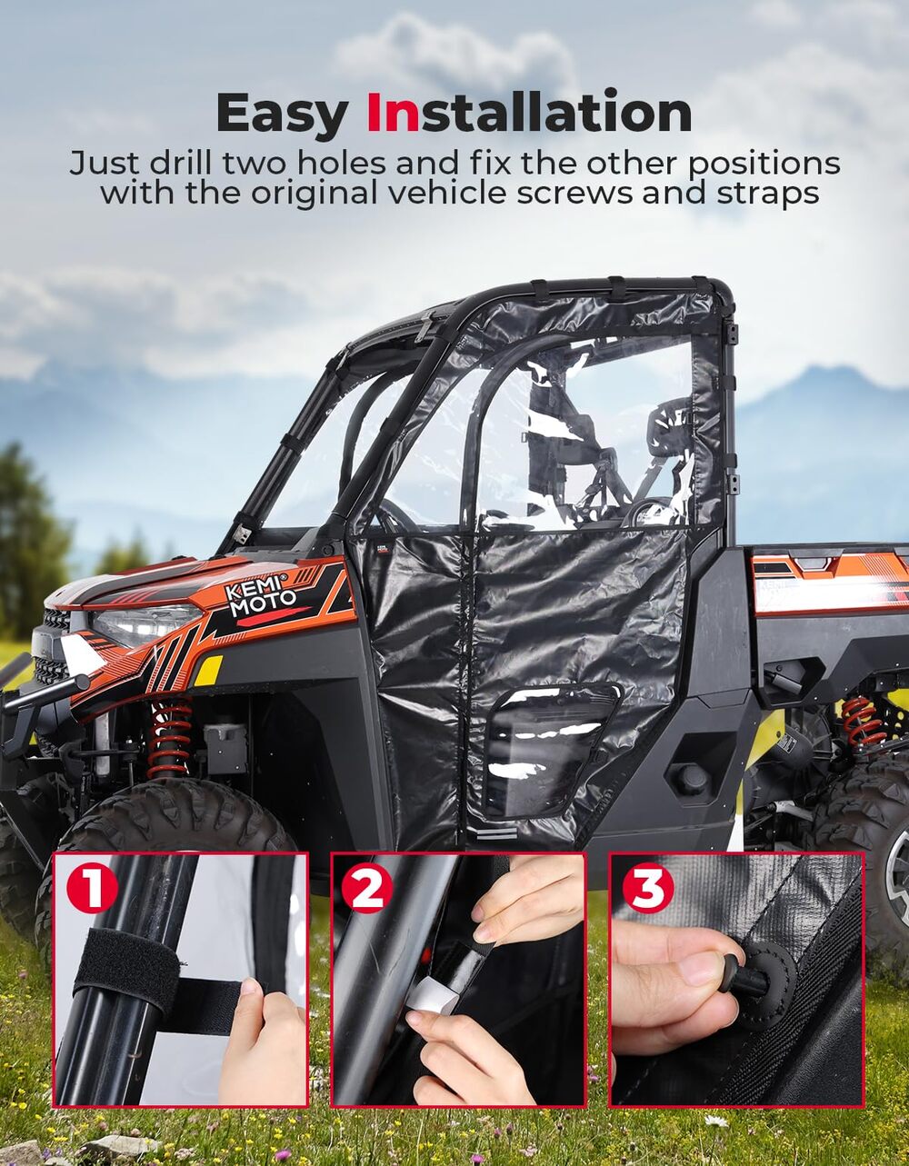 Kemimoto Polaris Ranger XP 1000 UTV Cab Enclosure Upper Doors