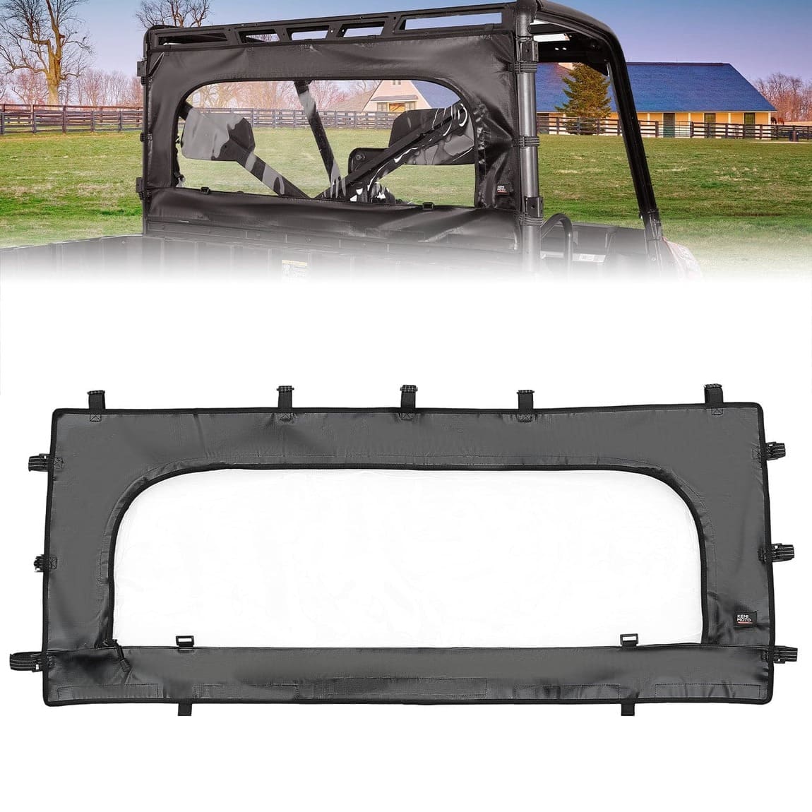 Kemimoto Polaris Ranger XP 1000 Zippered Soft Rear Window Roll Up/Down