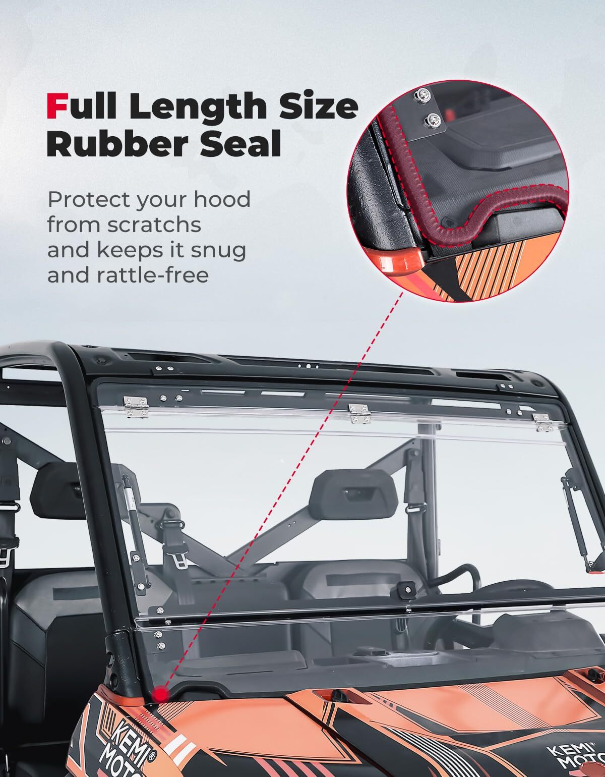 Kemimoto Polaris Ranger XP 1000 2-in-1 Flip Windshield