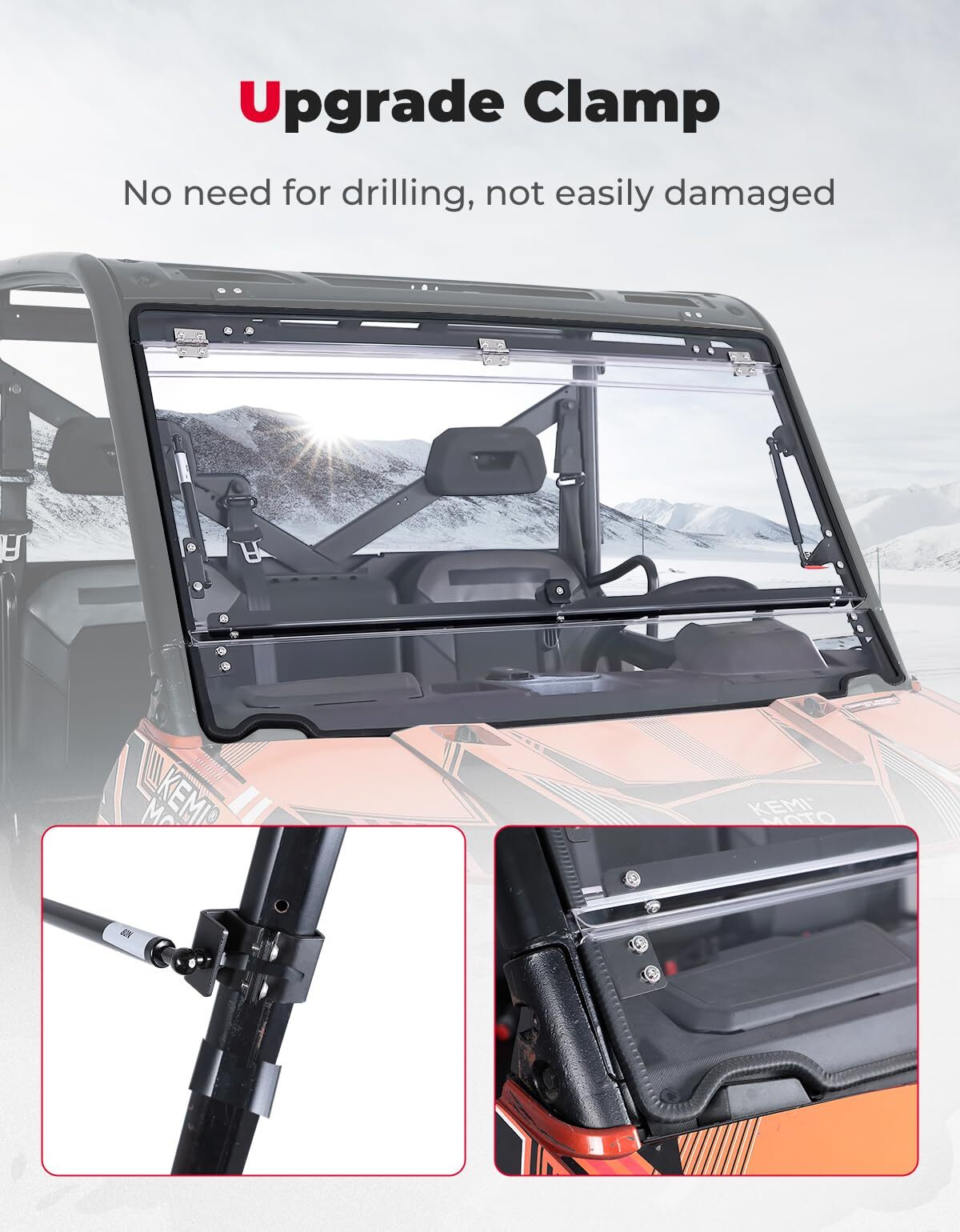 Kemimoto Polaris Ranger XP 1000 2-in-1 Flip Windshield
